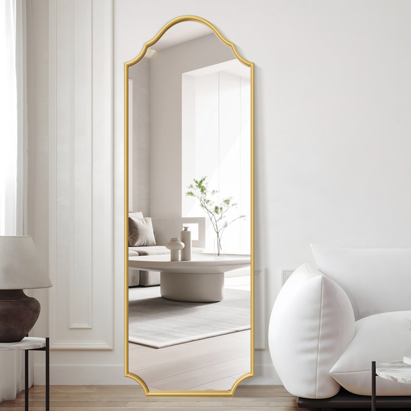 Miroir incliné en métal Lilith, Or, 70" x 24"