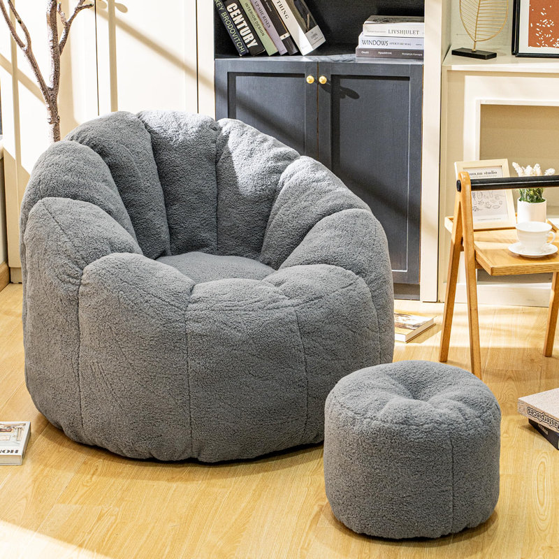 Fauteuil à billes avec repose-pieds Luxury Tigerskin, Gris