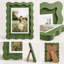 Cadre photo en bois vert 4x6 avec passe-partout et verre véritable