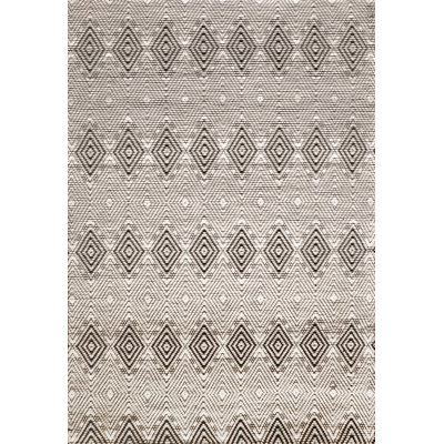 Tapis géométrique tissé à plat à la main ivoire / gris anthracite Allivia