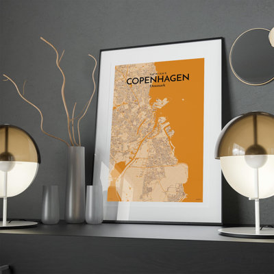 Copenhagen City Map In Vintage - No Frame Print