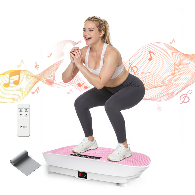  MERACH Vibration Plate Exercise Machine with Resistant Bands Remote Control, Pink