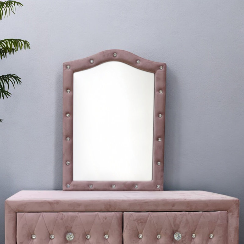 Miroir Montreux en tissu rose