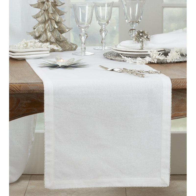 Recotting Solid Color 100% Cotton Table Runner, Silver, 16" W x 108" L
