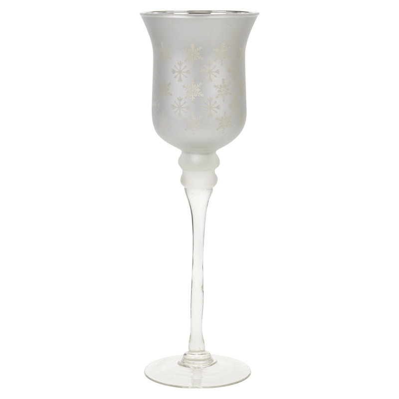 Glass Tabletop Hurricane with Candle Included, Silver