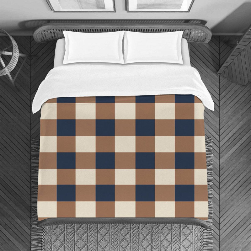 Housse de couette , Housse de couette pour grand lit, Brun / Bleu marine
