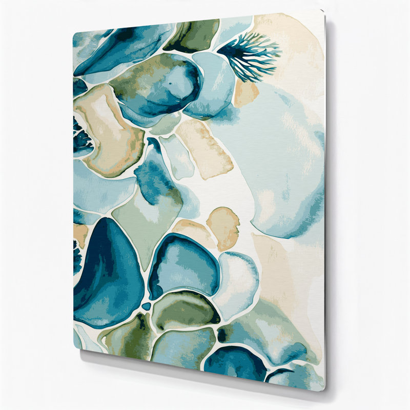 Aquarelle abstraite 22, art mural en métal beige, H 16 po x l 20 po