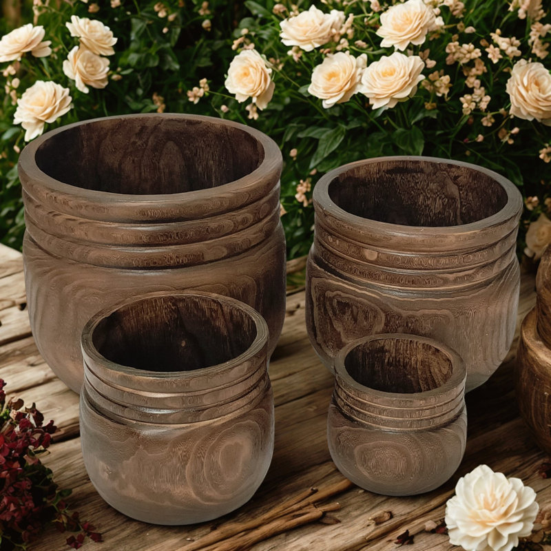 Bols gigognes ronds décoratifs en bois "Nantahala" (ensemble de 4 assortis)
