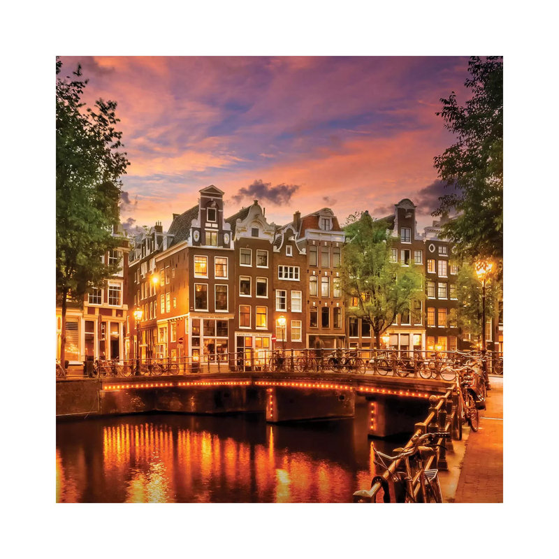 Amsterdam Idyllic Sunset by Melanie Viola - Wrapped Canvas Print, 93.98 cm H x 93.98 cm W x 1.91 cm D