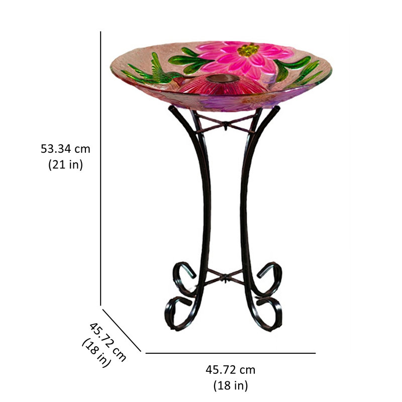 Bain solaire floral en verre avec colibri