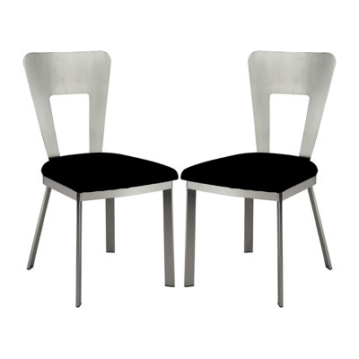 2 chaises d'appoint en microfibre et en métal, argent / noir, siège rembourré, dossier en trou de serrure, 2 chaises de salle à manger, noir / argent,