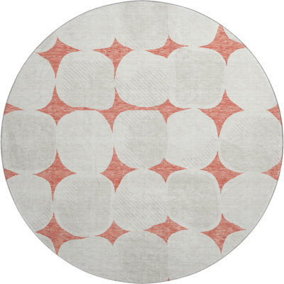 Premium Machine Washable Prisco Salmon Rug