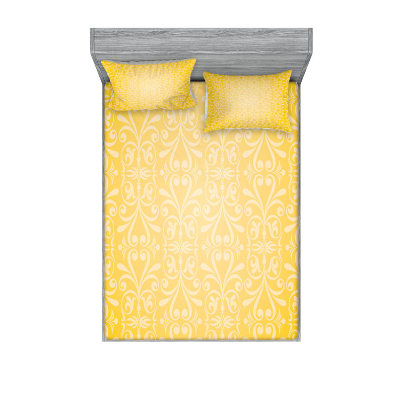 Drap-housse et taie décorative jaune Ambesonne, Ensemble de draps pour grand lit + 5 pièces suppl