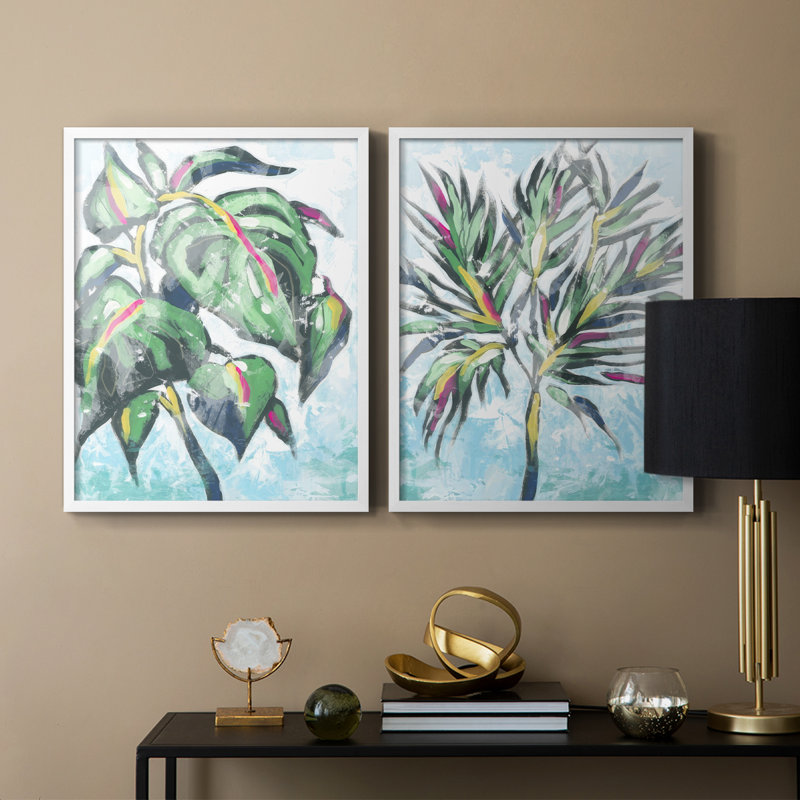 «Candy Palm Fresco I», reproduction encadrée de qualité supérieure - prête à être accrochée - aucun clou requis - aucun clou requis