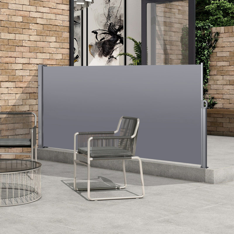 Store banne rétractable pour terrasse, 118,1 po x 62,24 po, gris foncé, résistant aux intempéries, pour patio