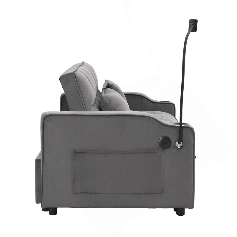 Canapé-lit avec couchette gris foncé