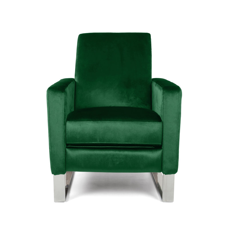 Fauteuil inclinable en métal, Velours vert