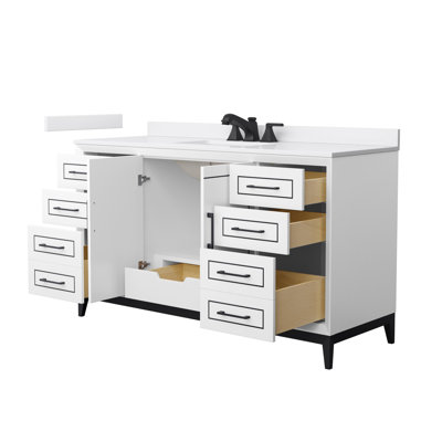 Marlena 60" Freestanding Single Bathroom Vanity with Cultured Marble Top