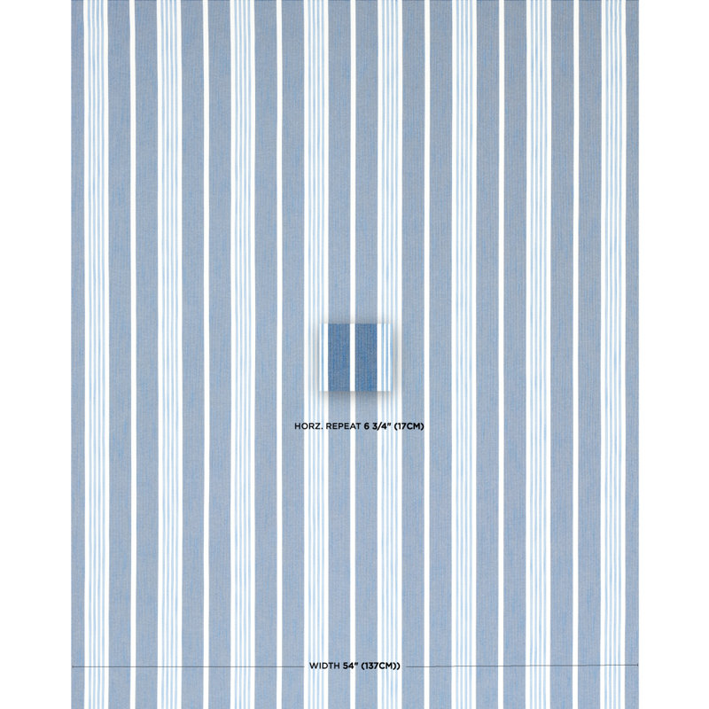 Schumacher x Mary McDonald Hampton Stripe Indoor/Outdoor Fabric, Indigo