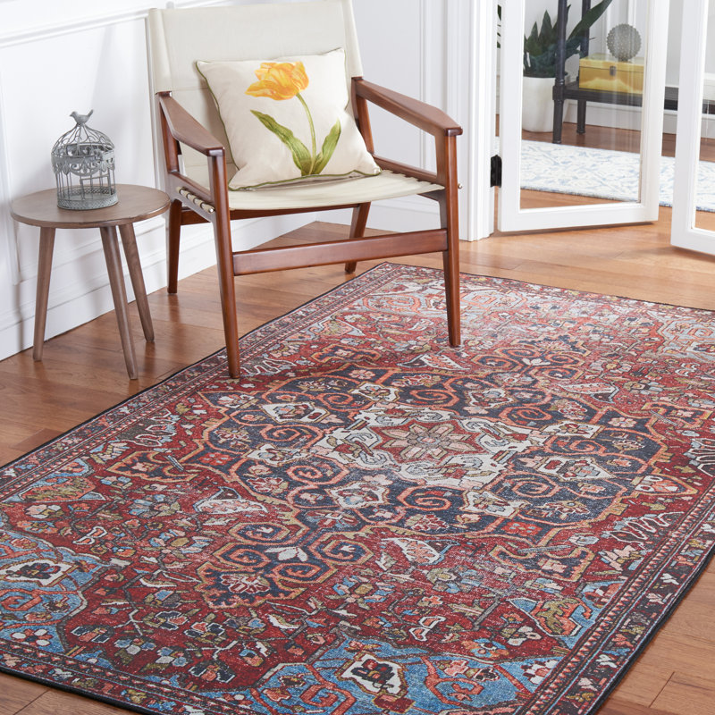 Tapis rouge / bleu Ziebarth 138 M / W S / R, Rectangle 5 pi x 8 pi
