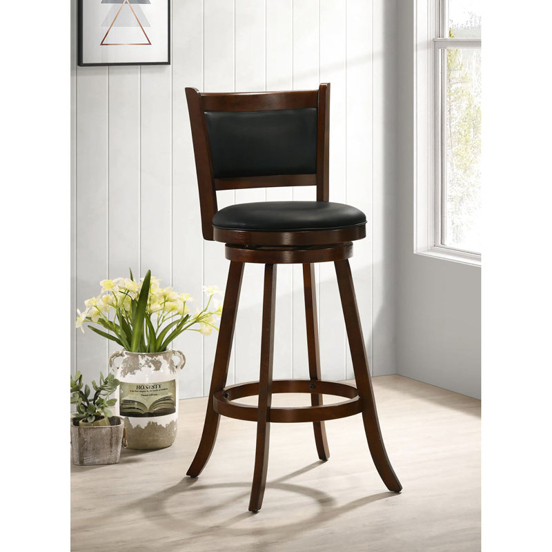 2 pièces de tabourets pivotants en châtaignier et en noir - Support confortable pour le divertissement à domicile polyvalent
