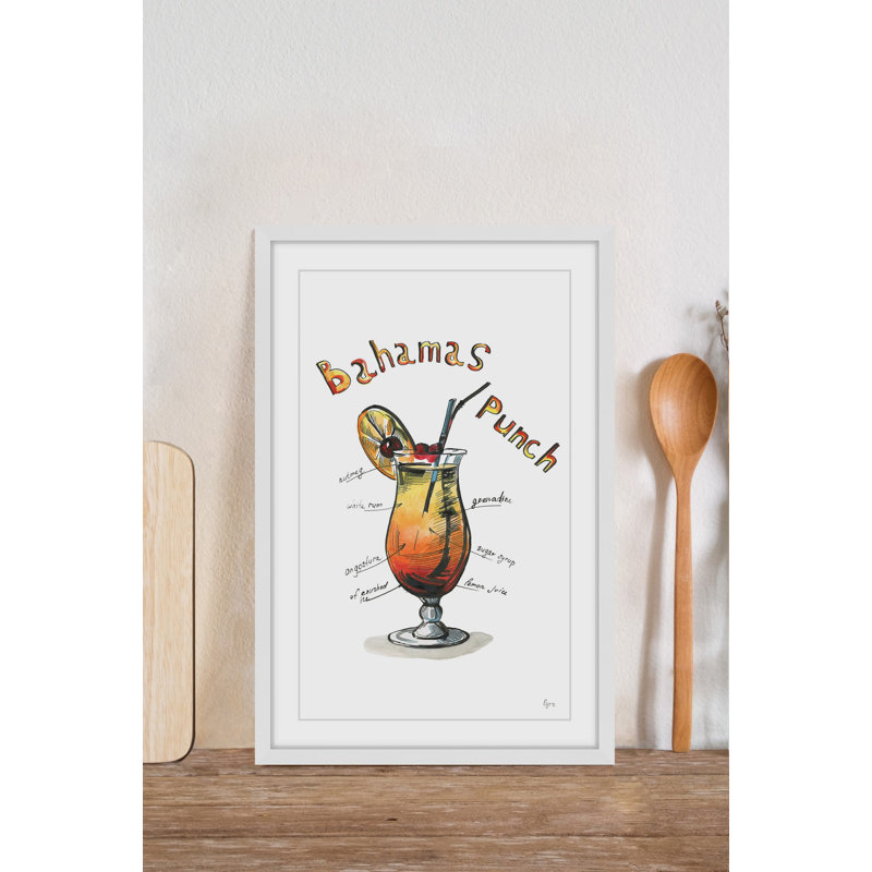 Bahamas Punch Recipe par Eyre Tarney - reproduction de cadre photo, H 18 po x l 12 po x P 1,5 po