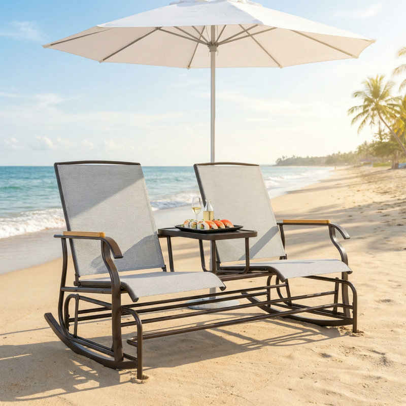 Banc oscillant de style nordique, banc d'extérieur pour 2 personnes