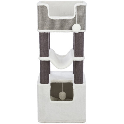 TRIXIE Lucano 43.3" XXL Cat Tree - Sisal Scratching Posts, Plush Covered House, Cat Beds, Platforms, Two Hanging Toys