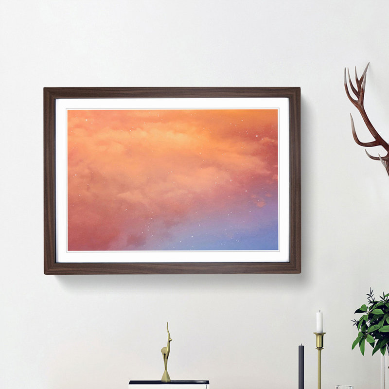Sky Full of Love - Picture Frame Painting Print, 36cm H x 48cm W x 2cm D, Walnut Framed