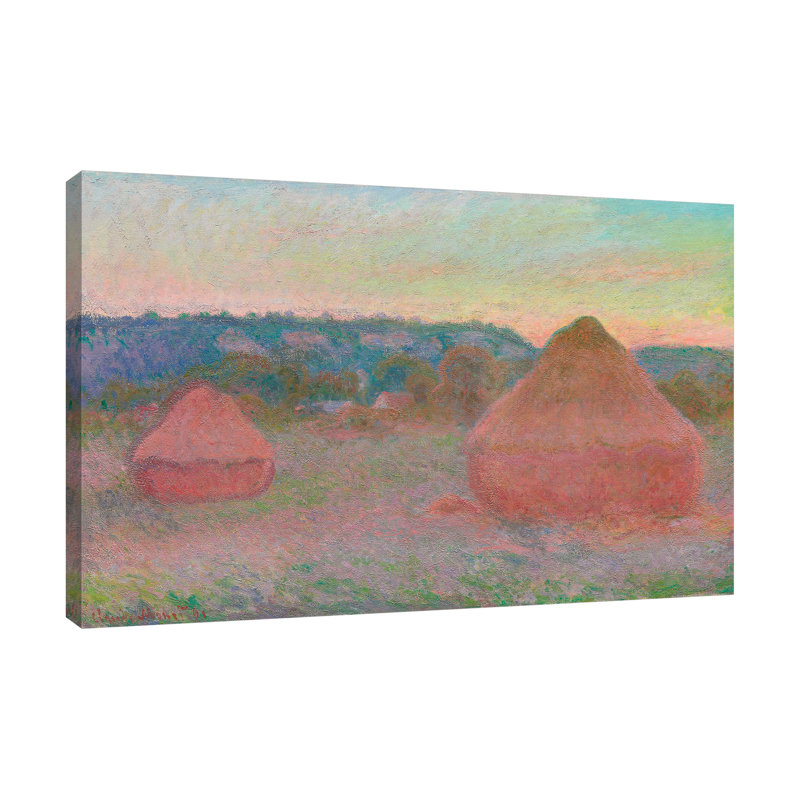 Haystacks par Claude Monet - reproduction d'art sur toile tendue, H 24 po x l 36 po x P 1,5 po
