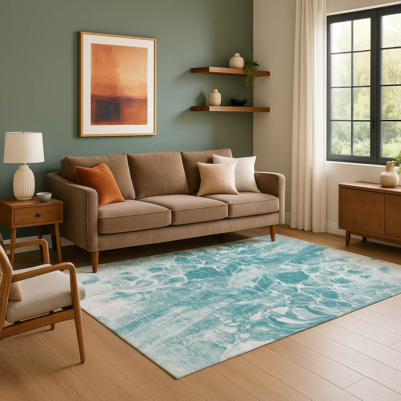 Premium Machine Washable Ralston AMF1936 Abstract Rug, Rectangle 3' x 5'
