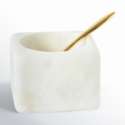 Fenster Square Marble Bowl with Brass Spoon