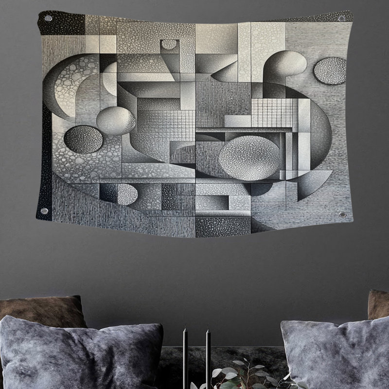 Tapisserie murale Shapes - Décoration murale abstraite, H 88 po x l 104 po