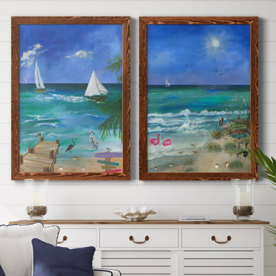 Plaisir amusant plage I - 2 pièces, reproduction d'art
