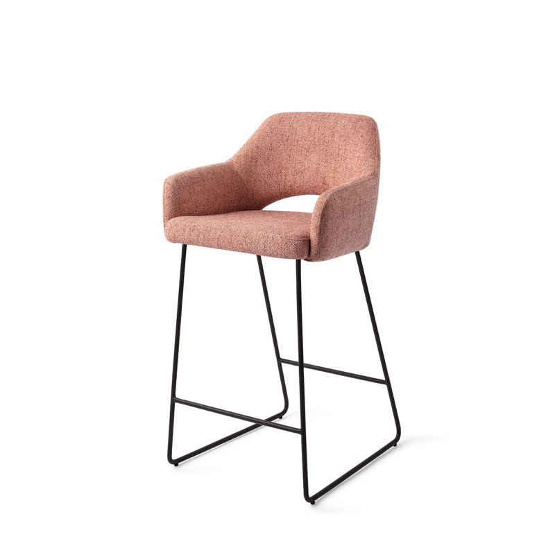 Nithsdale Upholstered Counter Stool with Metal Frame, 65cm , Pink