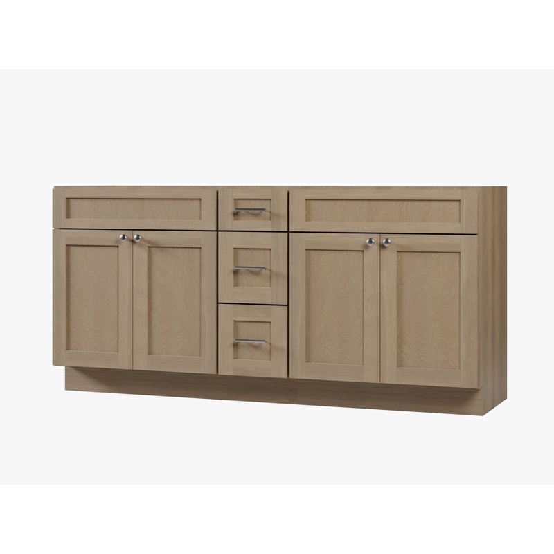 Base de meuble-lavabo double 72 po Disar, Chêne naturel