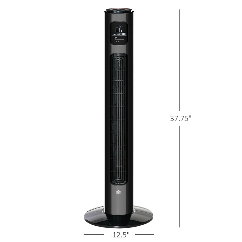 37.75" Tower Fan Cooling For Bedroom With 3 Speed, 12H Timer, Oscillating, LED Sensor Panel, Remote Control, White, Black