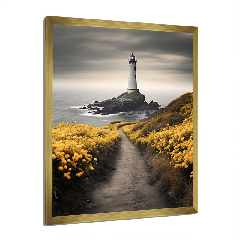 Brume côtière - art mural sur toile océan côtier, H 32 po x l 24 po x P 1 po, Encadrement doré