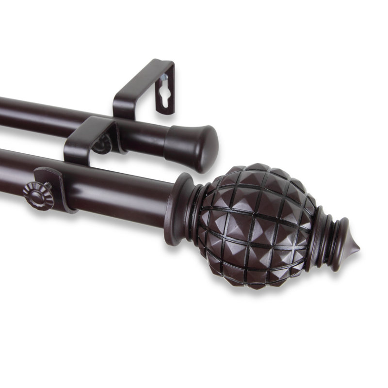 Devane Double Curtain Rod, 66" - 120" W, Black