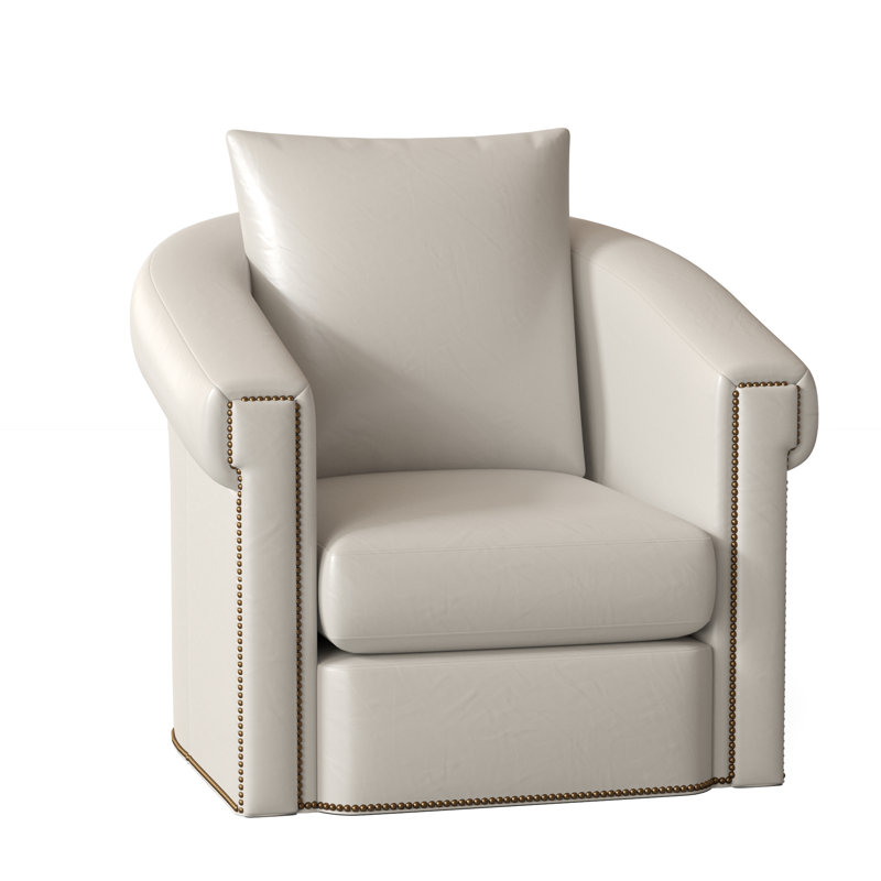 Andre Swivel Armchair, French Natural, Anilina Hunter Genuine Leather