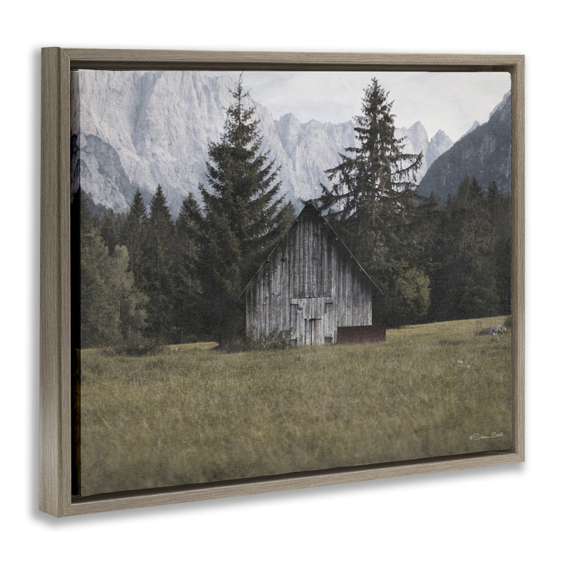 «Rustic Cabin Landscape Floater Canvas» par Susan Ball, Cadre flottant orme Montalcino, H 17 po x l 21 po