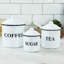 Ensemble de pots en métal 3 pièces café, thé, & canne