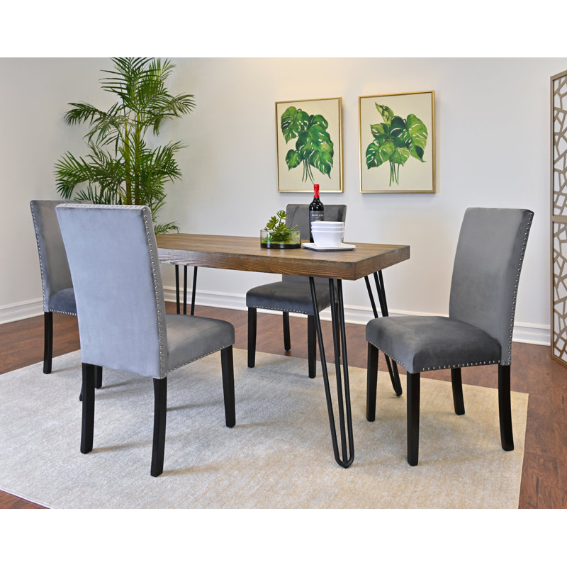 Ensemble de salle à manger 7 pièces, table à manger en épingle à cheveux avec 6 chaises, 3 options de couleurs, Gris