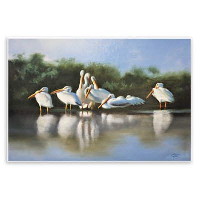 White Pelicans Flock Wall Plaque Art by D. Rust
