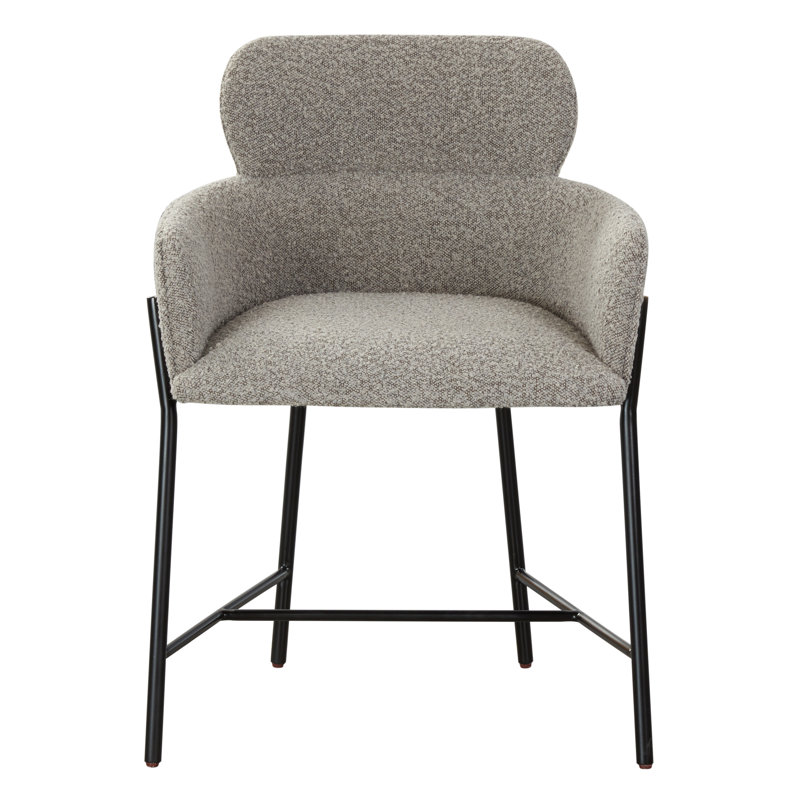 Fauteuil en velours Tighe, Gris clair, Noir