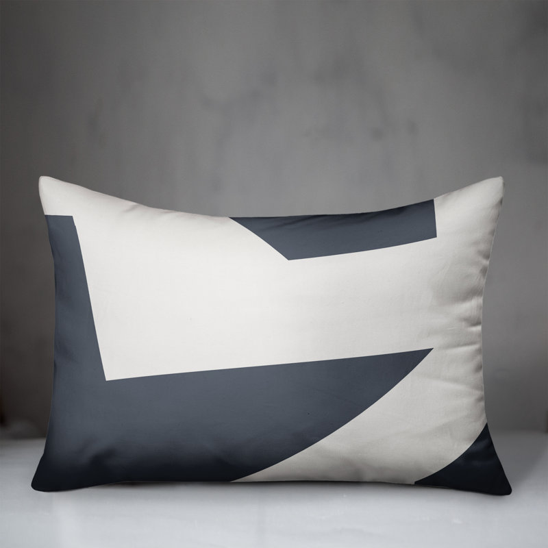  Coussin décoratif géométrique intérieur / extérieur en polyester, Ardoise, H 18 po x l 25 po