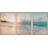 Aesthetic Sunset on Teal Ocean Coastal Beach Shore Framed Canvas 3 Pieces Print Triptych Wall Art-1076734932-1199655257