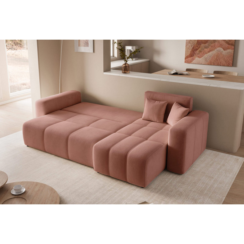 4 Seater Sofa Bed, Soft Pink