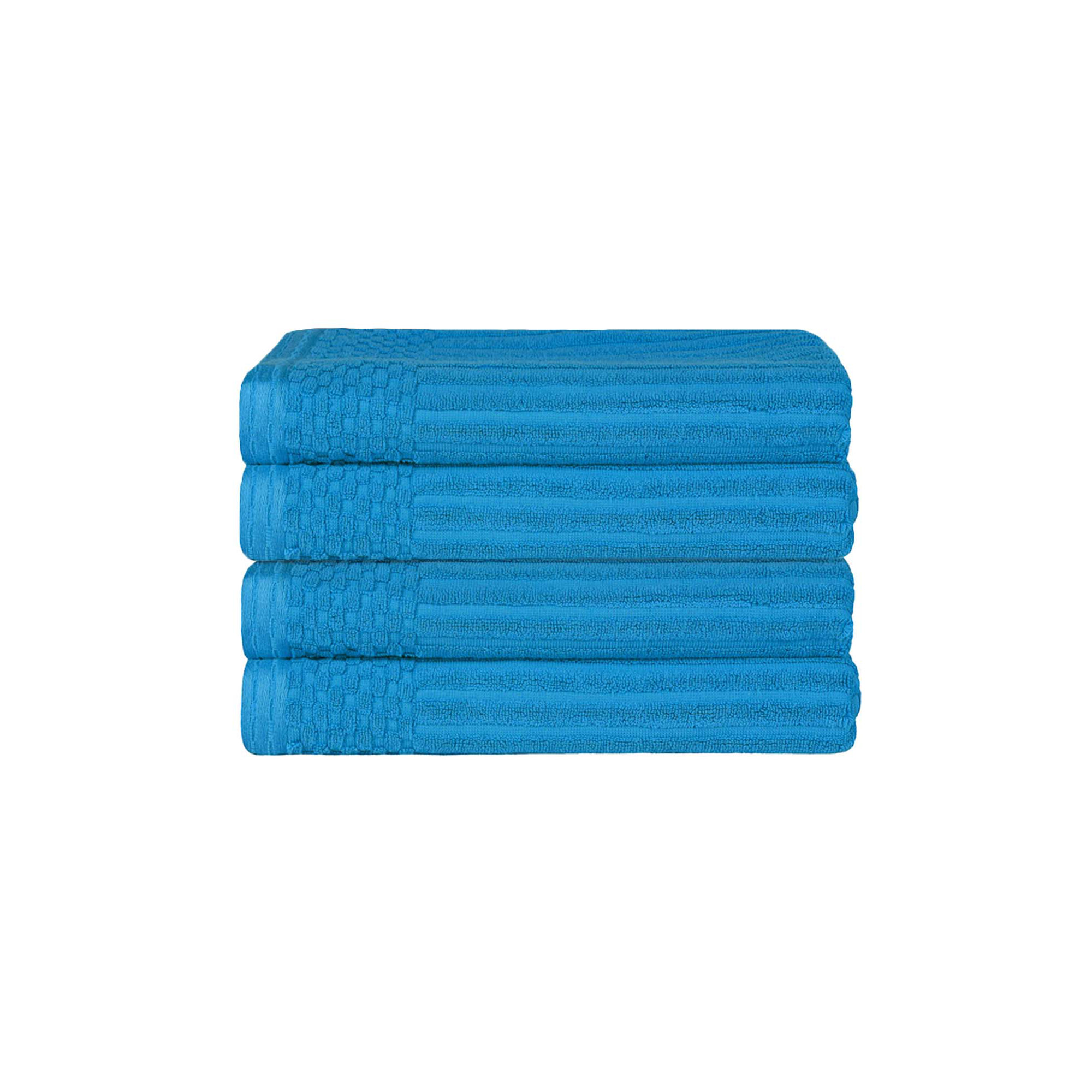 Ribbed Cotton Absorbent Heavyweight Bath Towel, Azure