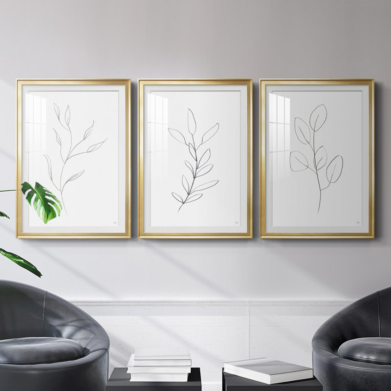 «Botanical Gesture I», reproduction encadrée de qualité supérieure - prête à être accrochée, Cadre doré